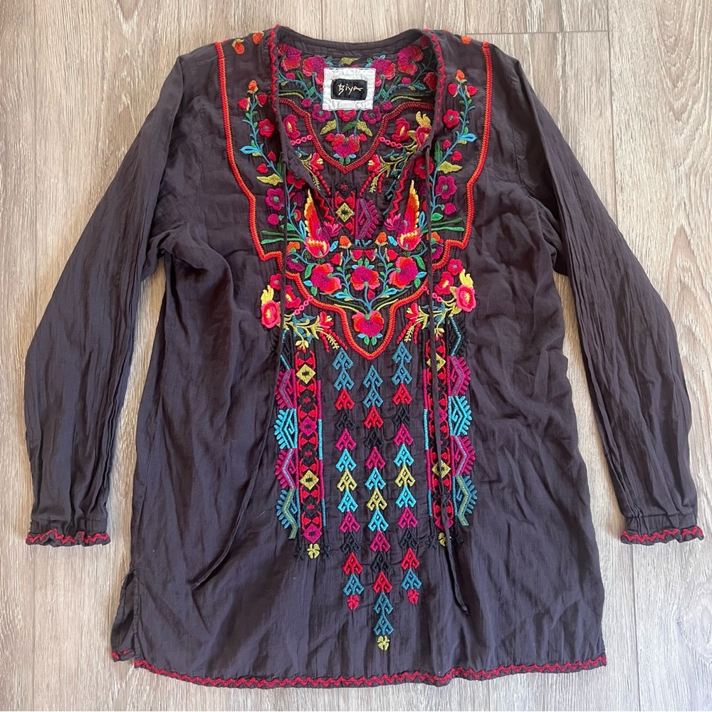 Johnny Was Multicolor Embroidered Tunic - Picture 11 of 12